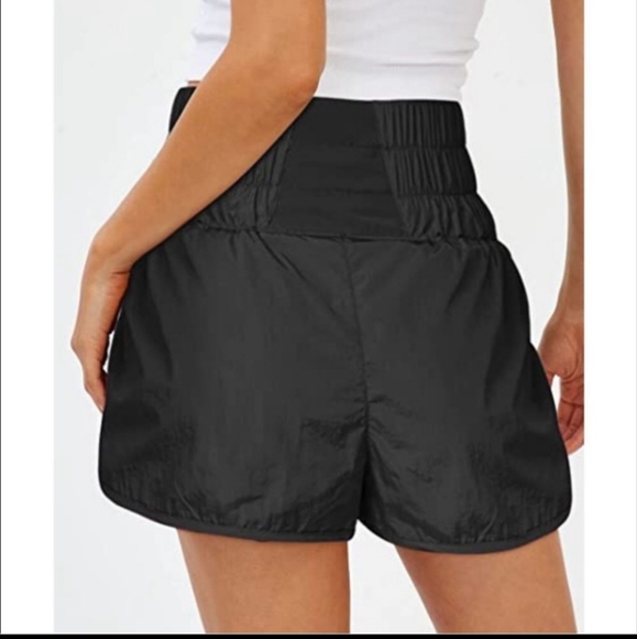 Black high waisted running shorts by automet . Double layer design, qui… - Picture 3 of 3